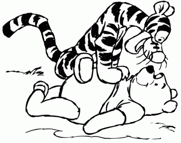 Tigger On Pooh  coloring page image
