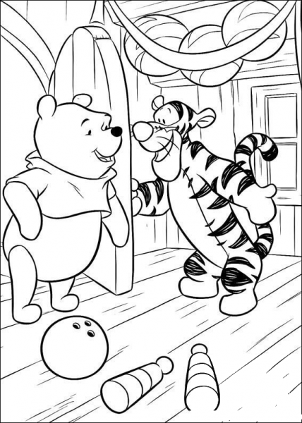 Tigger Opens The Door For Pooh coloring page image