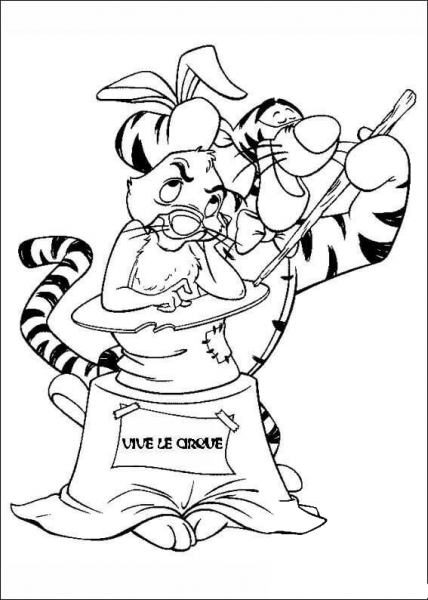 Tigger Shows Rabbit a Magic Trick  coloring page image