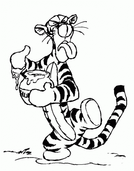 Tigger Tastes The Honey  coloring page image
