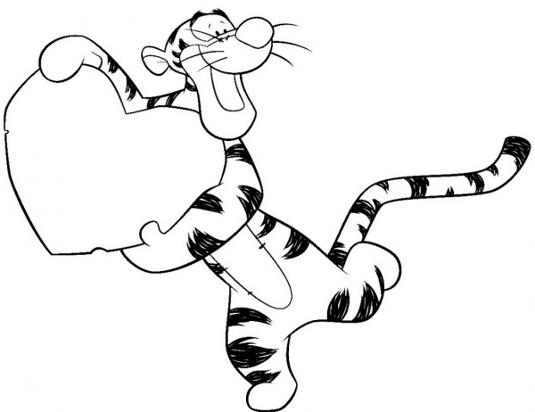 Tigger with Heart coloring page image