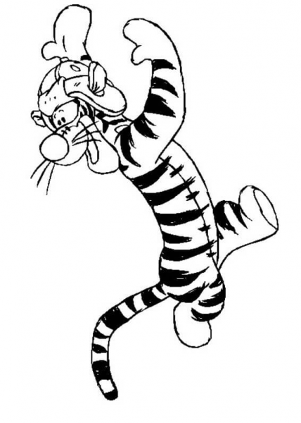 Tigger With Its Helmet  coloring page image