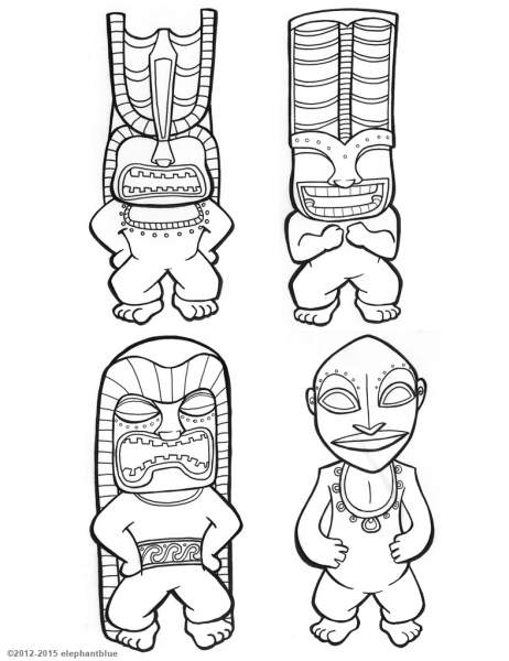 Tiki Gods coloring page image