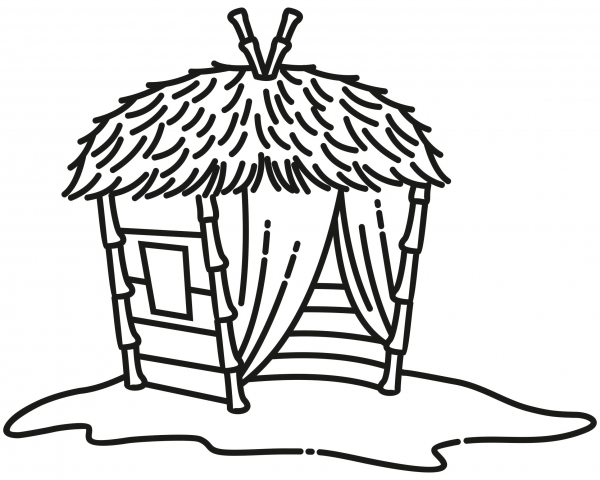 Tiki Hut coloring page image
