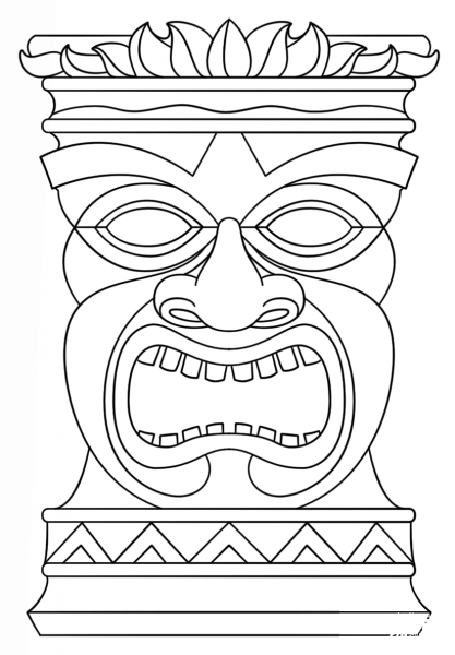 Tiki Totem Mask coloring page image