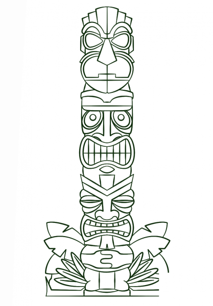 Tiki Tribal Pole coloring page image
