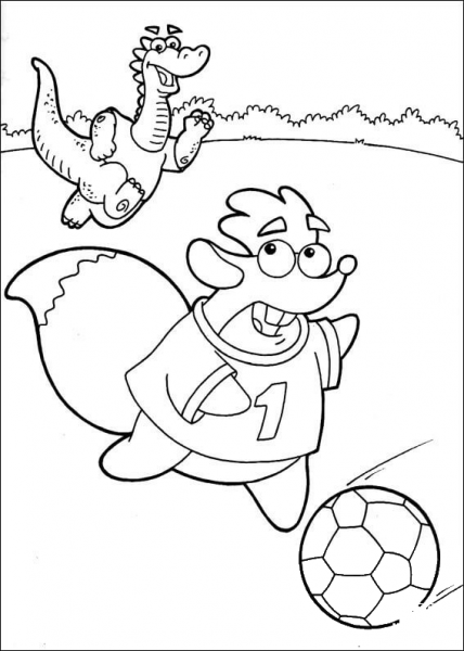 Tiko Is running after The Ball  coloring page image
