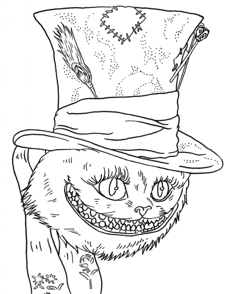 Tim Burton’s Cheshire Cat coloring page image