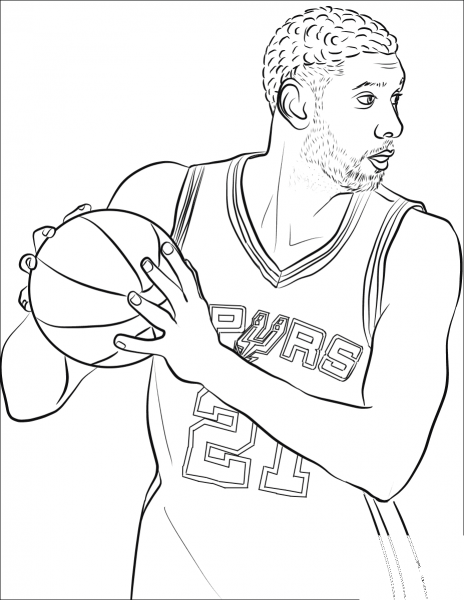 Tim Duncan coloring page image