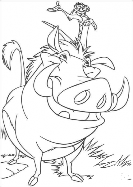 Timon and Pumbaa coloring page image