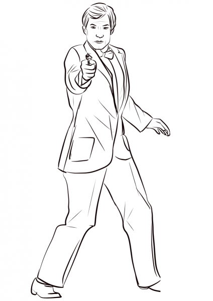 Timothy Dalton as James Bond coloring page image