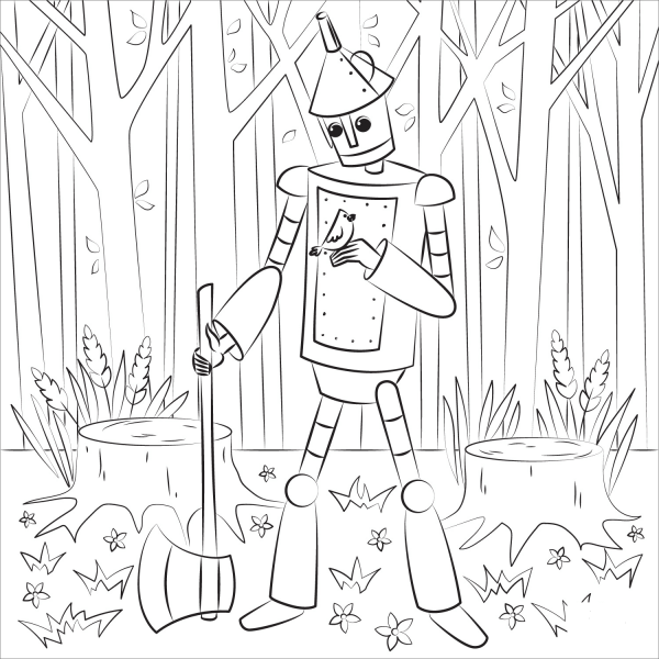 Tin Man from Wizard of Oz coloring page image