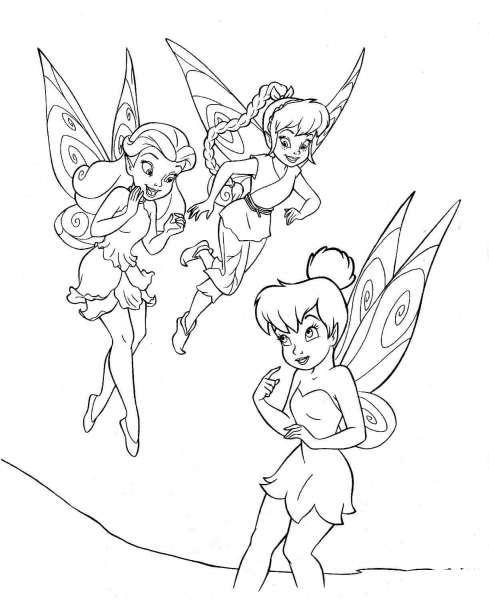 Tinkerbell With Friends coloring page image