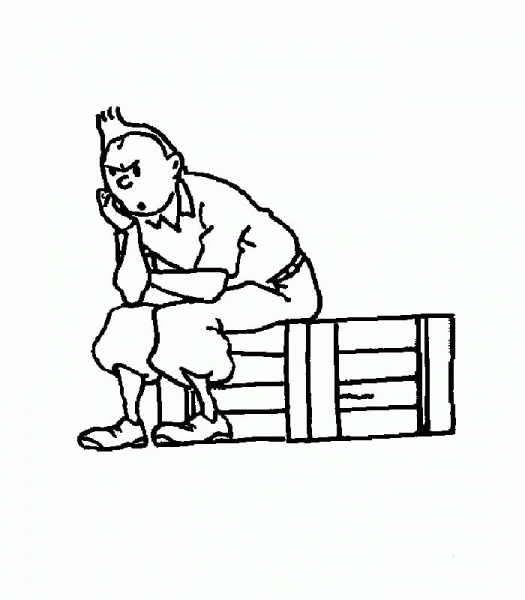 Tintin Is Thinking  coloring page image