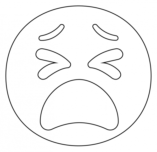 Tired Face Emoji coloring page image