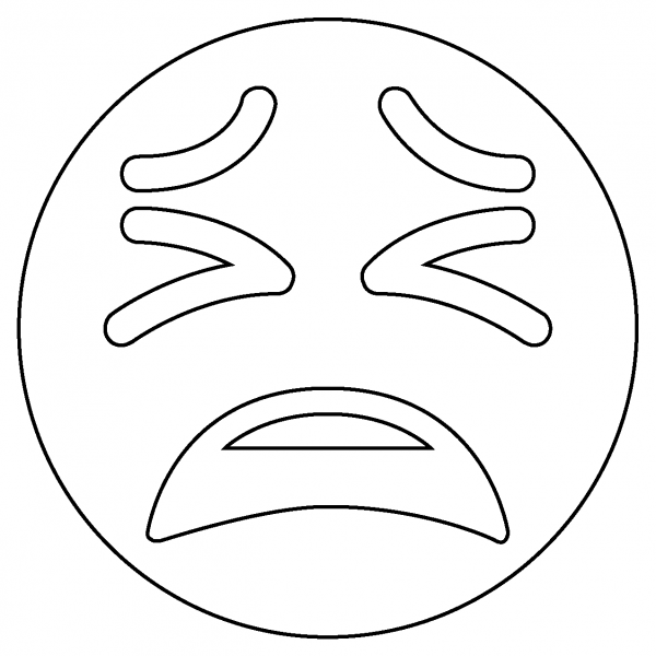 Tired Face Emoji coloring page image