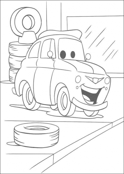 Tires behind Luigi coloring page image