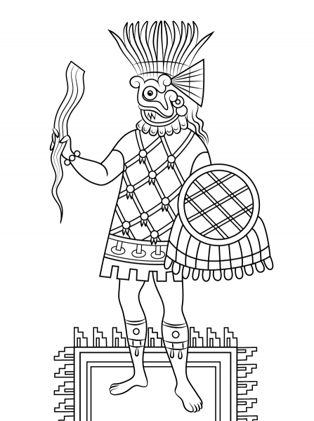 Tlaloc Aztec God of Rain Fertility and Water coloring page image