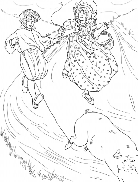 To Market to Market to Buy a Fat Pig coloring page image