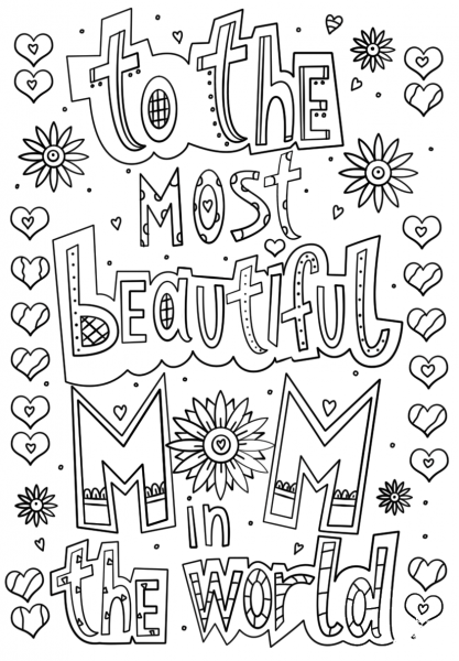 To the Most Beautiful Mom in the World Doodle coloring page image