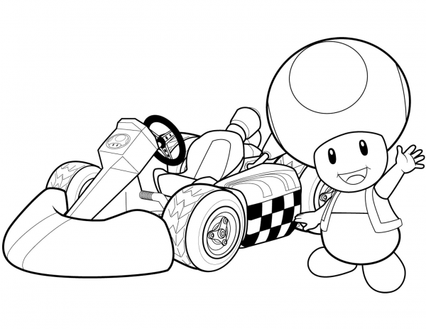 Toad in Mario Kart Wii coloring page image