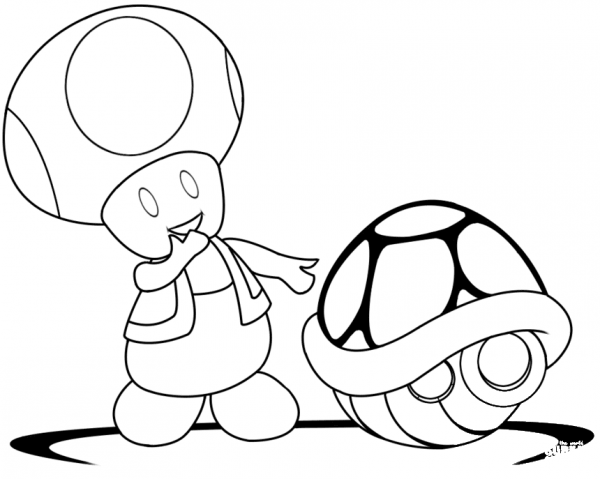 Toad with Green Shell coloring page image