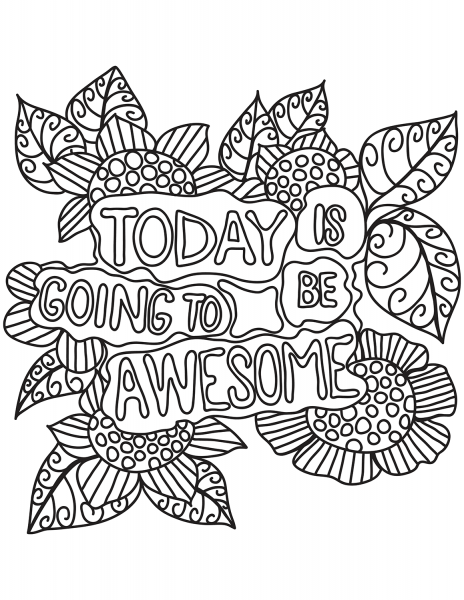 Today is Going Be Awesome coloring page image