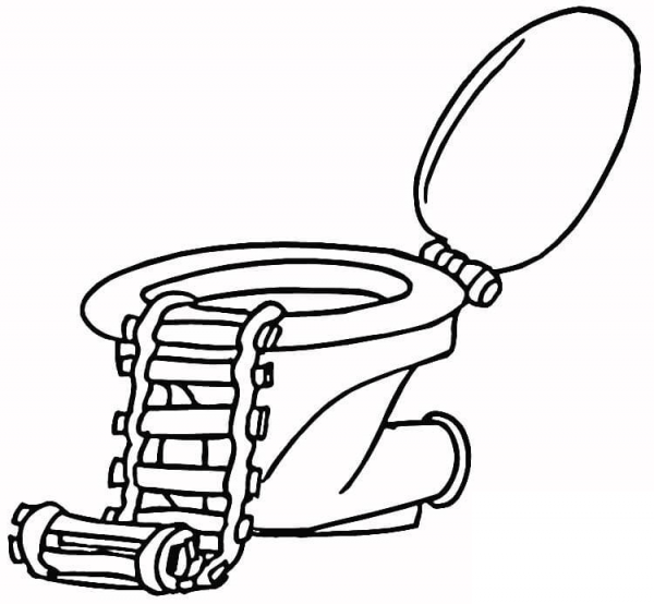 Toilet with a ladder coloring page image