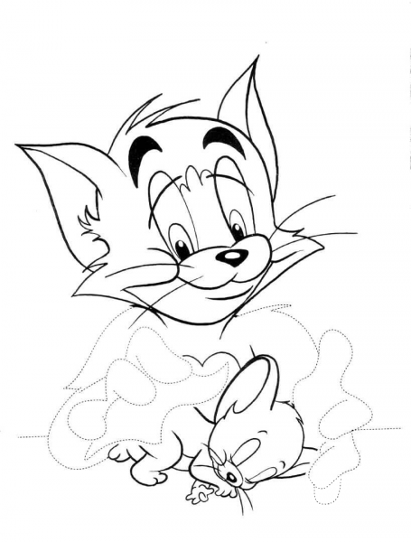 Tom And Sleeping Jerry  coloring page image