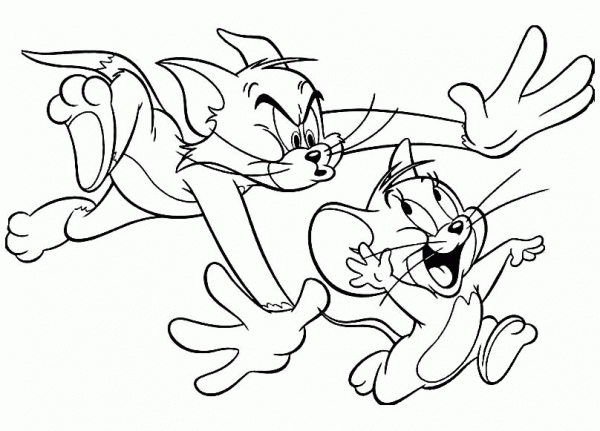 Tom is Trying To Catch Jerry  coloring page image