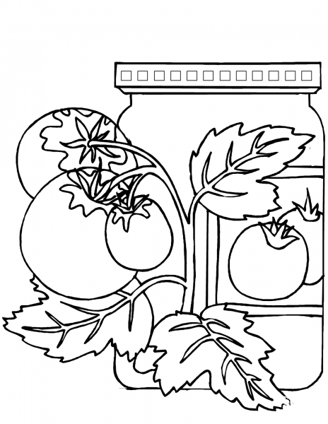 Tomato Glass Jar coloring page image
