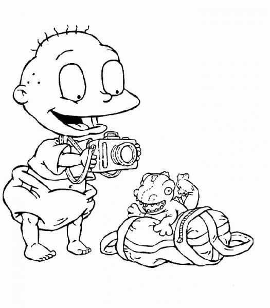 Tommy Takes a Picture Of Little Dinosaur  coloring page image