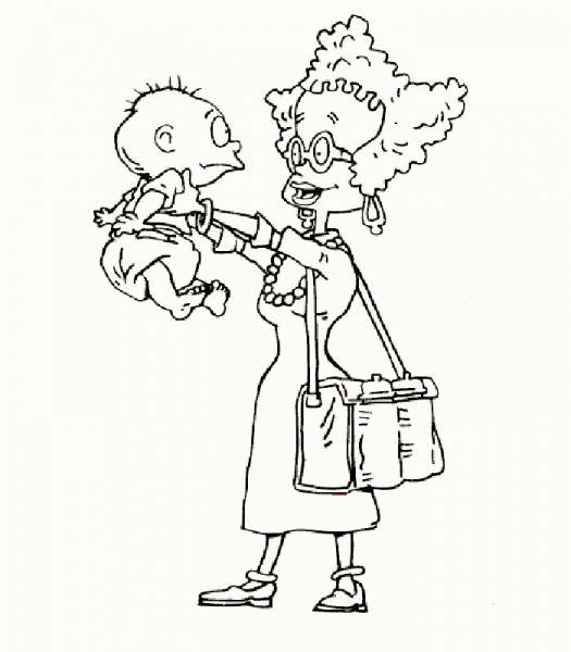 Tommy With His Mom  coloring page image