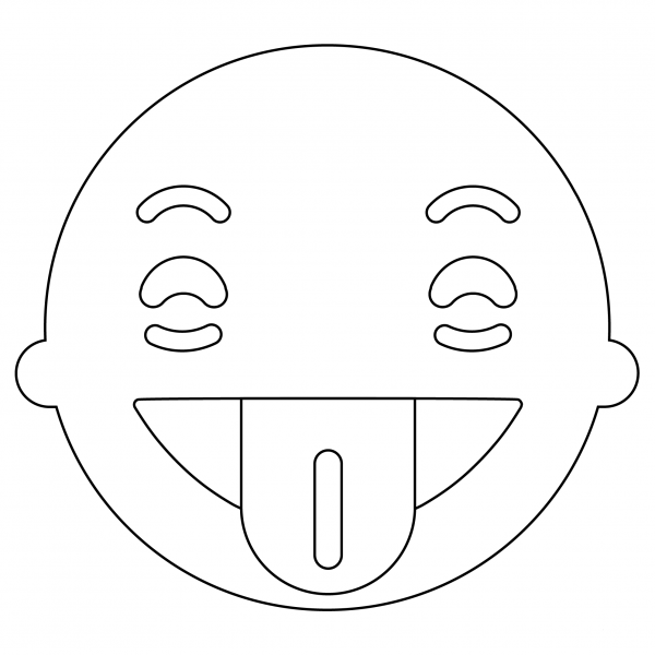 Tongue Out Wink Face Emoji coloring page image