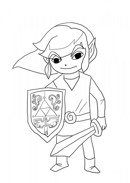 Toon Link from Legend of Zelda Wind Waker coloring page image