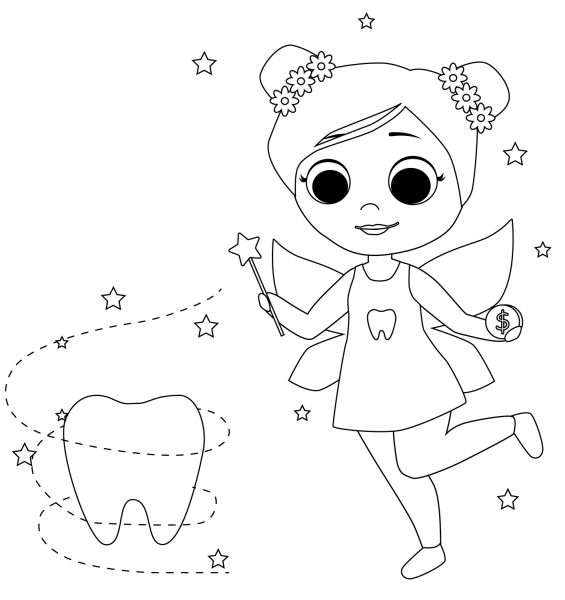 Tooth Fairy coloring page image