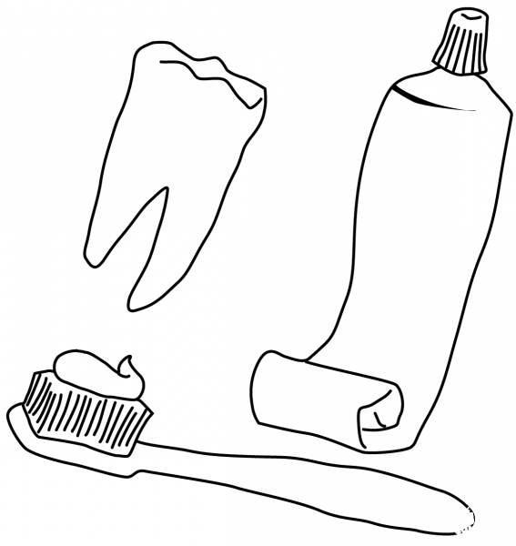 Tooth Paste Brush coloring page image