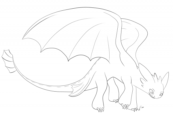 Toothless coloring page image