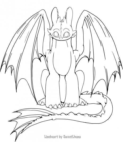 Toothless coloring page image