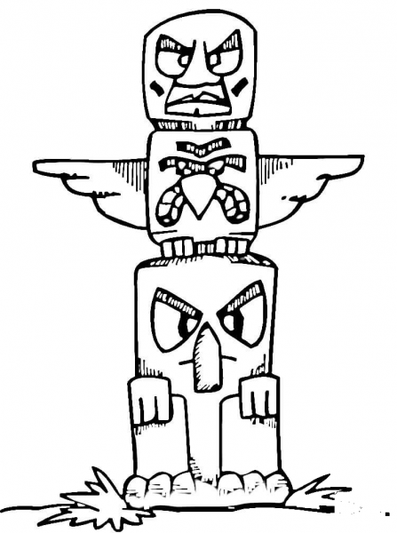 Totem coloring page image