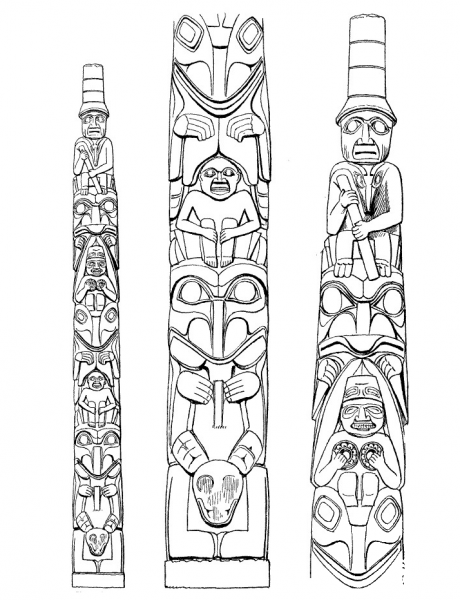 Totem Poles coloring page image