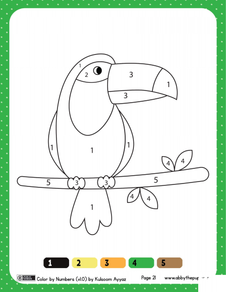 Toucan Color by Numbers 1-5 image
