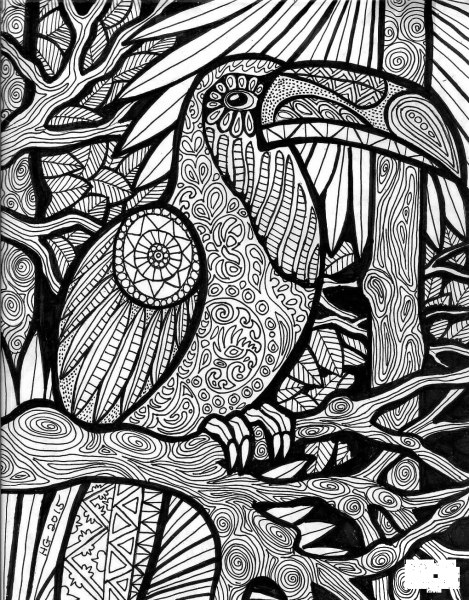 Toucan Zentangle coloring page image