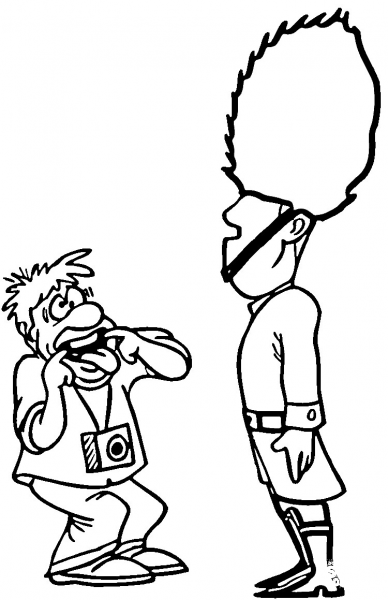 Tourist And Guard  coloring page image