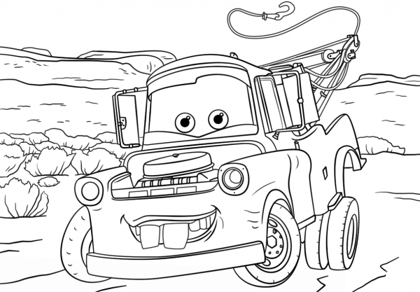Tow Mater from Cars 3 coloring page image