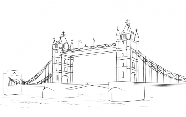 Tower Bridge coloring page image
