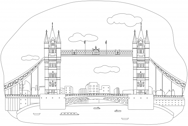 Tower Bridge coloring page image