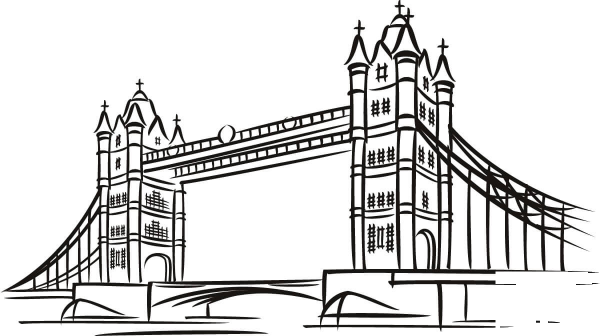 Tower Bridge in London coloring page image