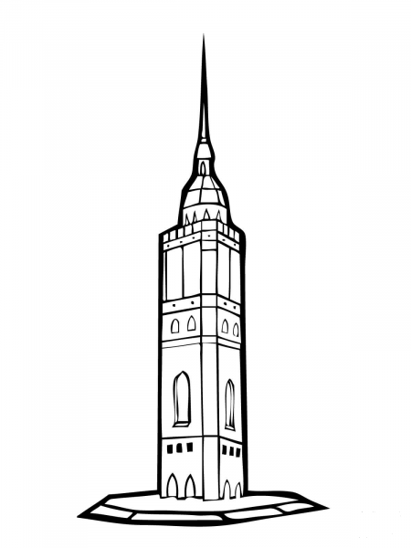 Tower in Stockholm coloring page image