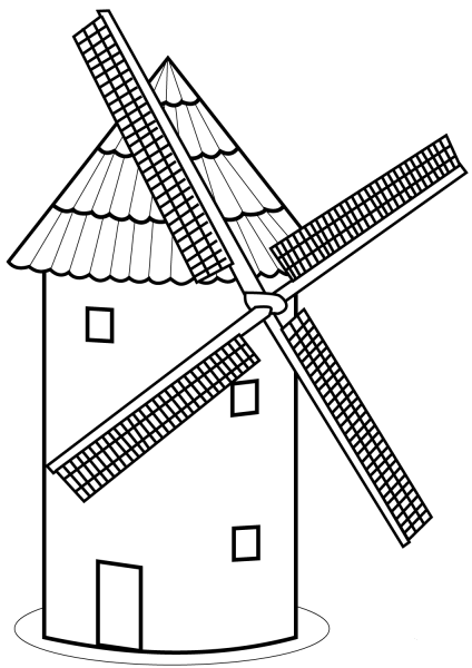Tower Mill coloring page image